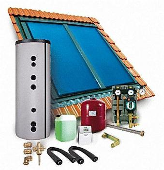 SUNEX Solarpaket MIK3 Speicher 300 Liter 3x Flachkollektoren SX 2,0 (6 qm) Inndachmontage