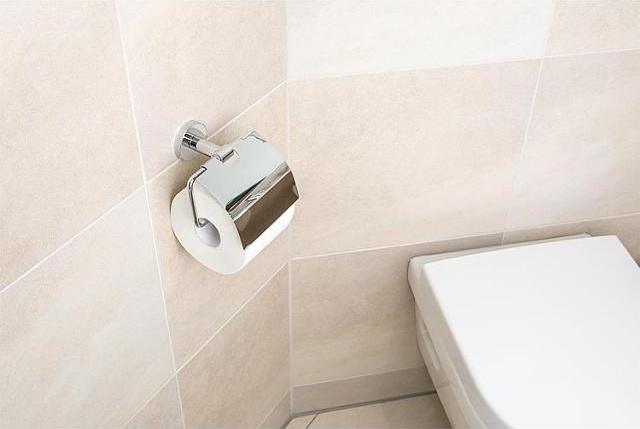 WC-Papierhalter Eldrid mit Deckel, Messing verchromt, inkl. Befestigung
