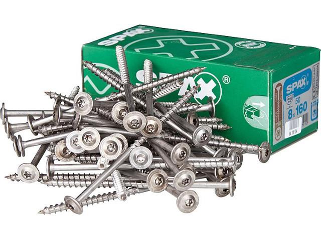Tellerkopfschraube SPAX Edelstahl A2 Teilgewinde T-STAR Plus d 8,0x80 mm, VPE 50 Stück 