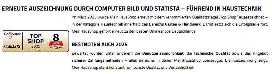 Text zur Auszeichnung Computer Bild Top Shop
