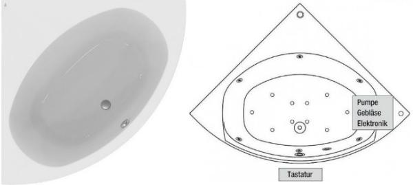 ECK-BADEWANNE ELYNIA MIT COMBI-SYSTEM