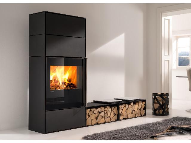 Buderus 7736603772 Kaminofen myCastle, 9 kW, black, zwei Aufsätze