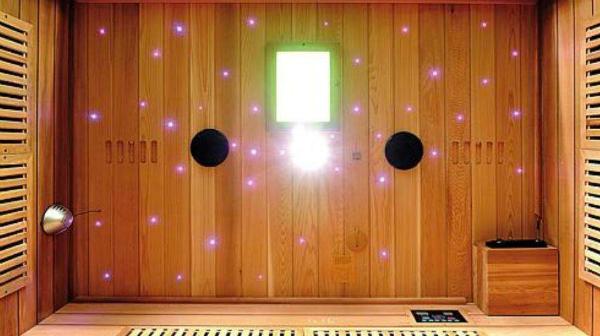 SAUNA ATHEN, HEMLOCKTANNE, MIT STERNENHIMMEL, SAUNAOFEN 4,5KW