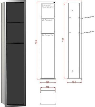 WC-MODUL EMCO ASIS 150 UNTERPUTZ, HÖHE 809MM, CHROM/SCHWARZ