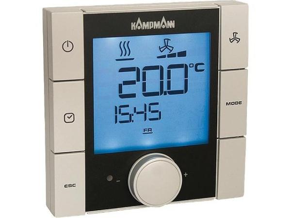 Kampmann-Uhrenthermostat-Raumbediengeraet-Typ-KaController-12-V-DC-mit-Funkionstasten-Farbe-weiss