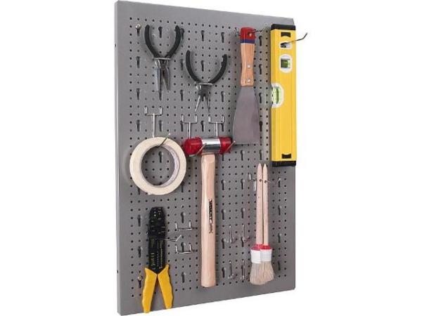 Werkzeughaltesystem-Lochwand-BxTxH-400x16x595mm-StorePlus-Flex-M-60-silbergrau-garage-einrichten