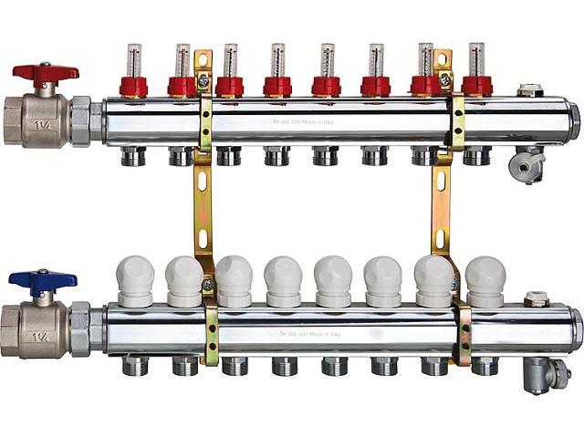 Fußbodenheizungsverteiler aus Messing 1 1/4''x2 Heizkreise