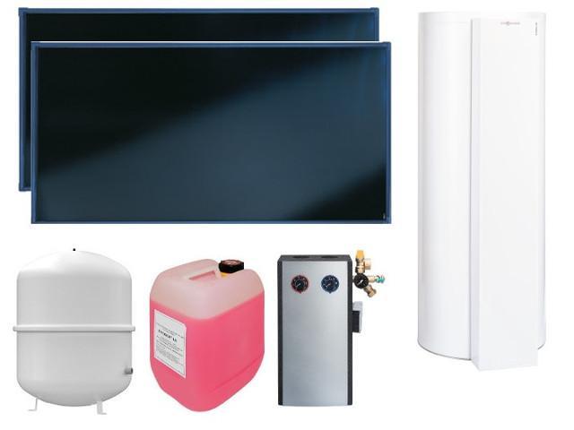 VIESSMANN Paket Vitosol 200-FM 2x SH2F, 5,02 qm, Vitocell 100-W 300 l, CVUC-A, Warmwasser