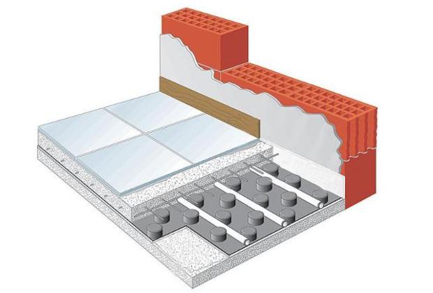 Noppen-Systemplatte ohne Dämmung aus PS-Folie mit trittfest ausgeformten Rohrhaltenoppen, VPE 30m² 