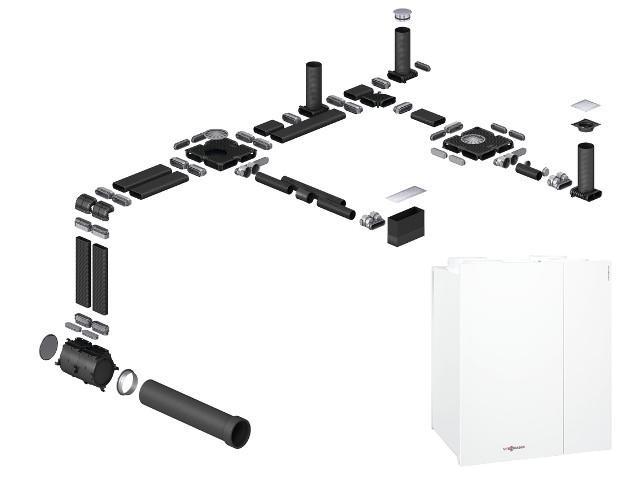 VIESSMANN Z014726 Paket Grundbausätze Vitovent 300-W bis 400 m³/h Rundkanal 230 qm Wohnfläche