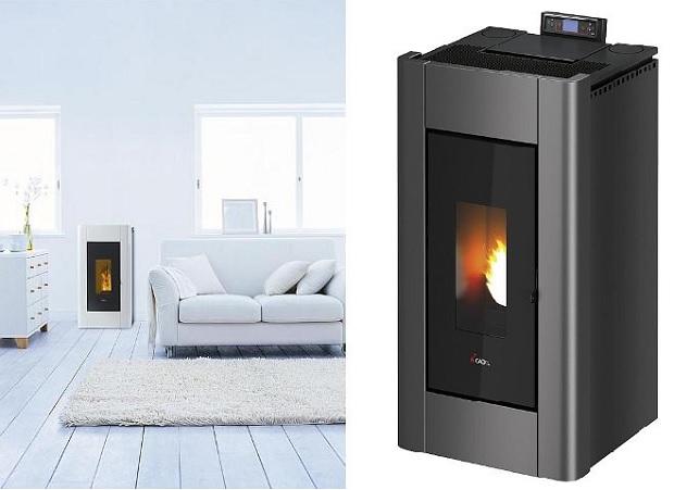 Pelletofen Prince 3 Air Plus 10,5KW, Grundgerät + Verkleidung Anthrazit Metall - Warmluftverteilung in andere Räume