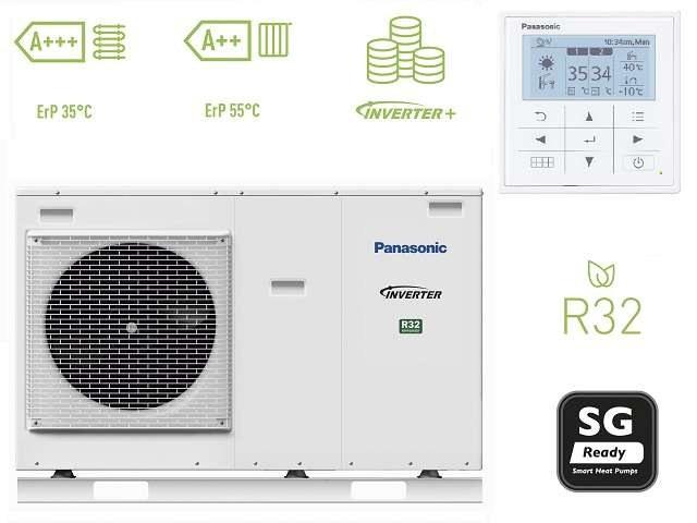 Panasonic Aquarea LT 9 kW, 230V, R32 Luftwärmepumpe Monoblock