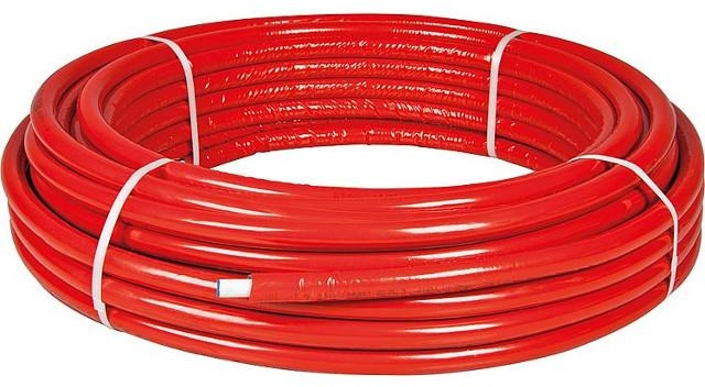 Mehrschichtverbundrohr PEXAL 26x3 mm Rolle 50 m Isolierung 6 mm rot Trinkwasser geeignet