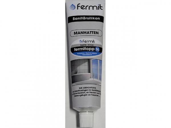 Fermit Silikon TOP N 100 ml, manhattan-grau für Abdichtungen vor allem in Sanitär- und Naßräumen, im Küchenbereich und Anbaumöbel