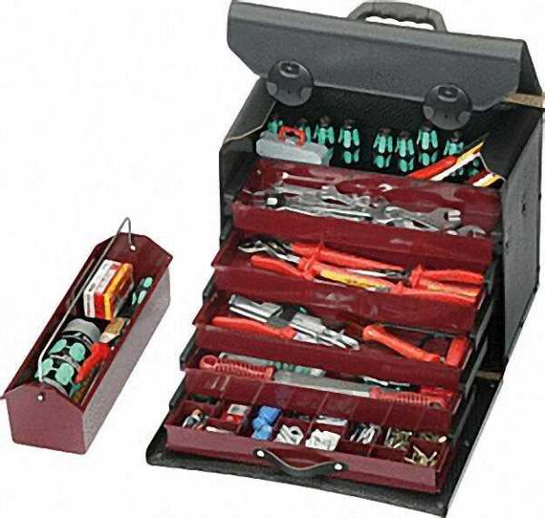 Werkzeugtasche mit Schublade 410x220x310mm 5-teilig, schwarz 44,000-581