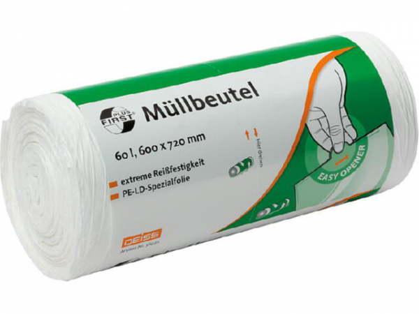 FIRST PLUS - Müllbeutel aus LDPE, 1A-Material, 60 l VPE 50 Stück