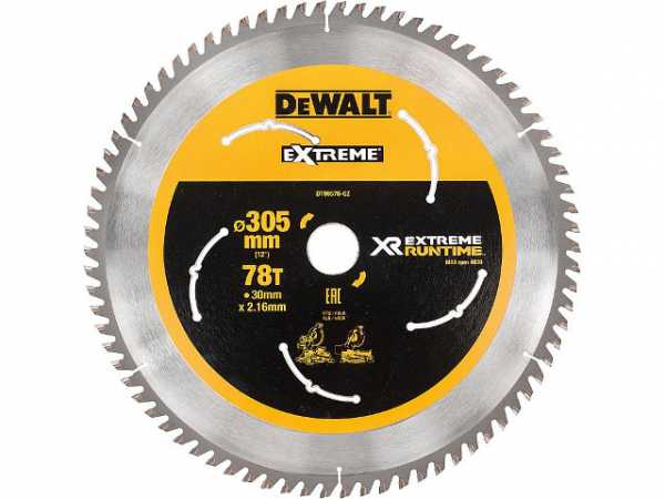 DeWalt Kreissägeblatt XR Extreme Runtime, ø 305x30 mm 78 Zähnen