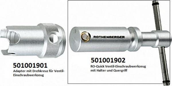RO-Quick Ventil-Einschraubwerkzeug mit Halter und Quergriff (ohne Adapter)
