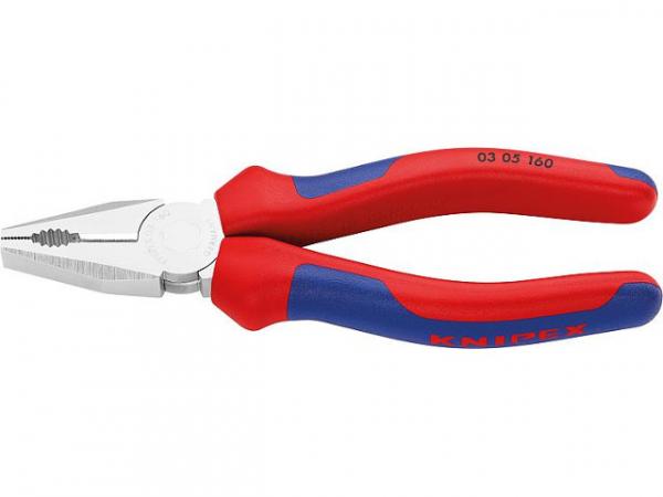 Knipex Kombizange verchromt mit zweifarbigen Mehrkomponenten- Griffhüllen Länge 160mm