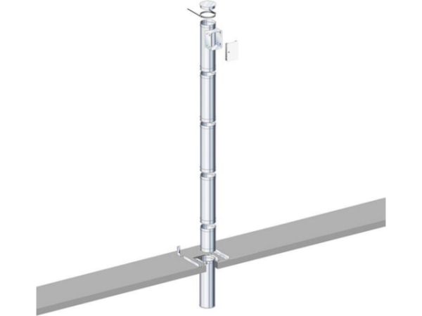 Komplettset Wäscheabwurf mit 1 Türe Wurftiefe 520 cm aus Edelstahl d250mm