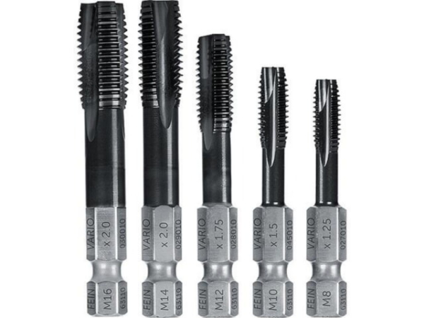 Gewindebohrer Set Fein, M8/M10/M12/M14/M16, mit VARIO Bit-Schaft