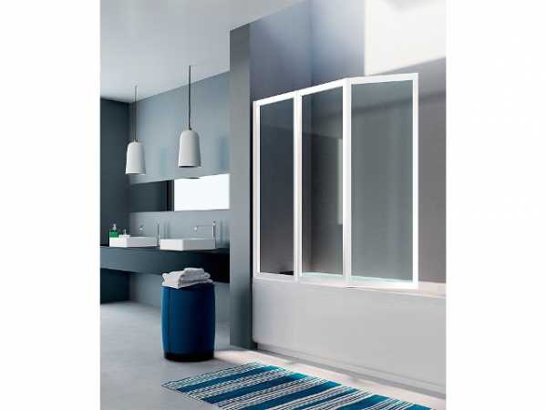 Badewannenaufsatz Starlight, 3 mm Sicherheitsglas, 1330x1400 mm, Faltwand 3-teilig.