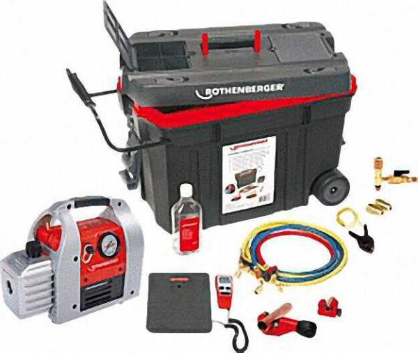 ROTHENBERGER Universalset ROCADDY 120 zum Evakuieren und Füllen im Kunststoff rollkoffer 42 l/min, 2