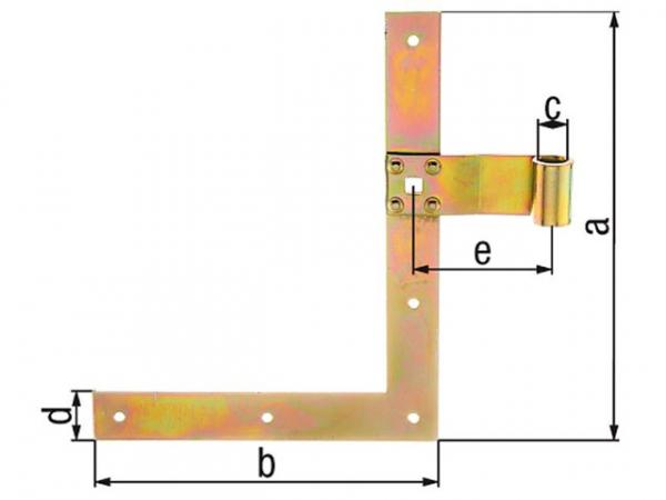 Fensterladen-Winkelband gerade, unten,250mm,d=13mm,gelb verz.