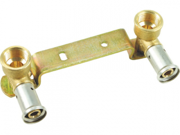 Buderus Logafix Halteplatte gekröpft 16x1/2 153mm, 2 Wandsch. BRASS *Presskontur BE* 7738334252