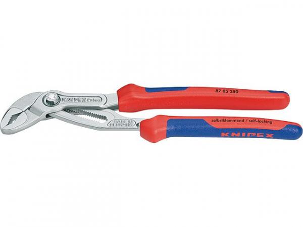 KNIPEX -Cobra HiTech-Wasserpumpenzange verchromt mit zweifarbigen Mehrkomponenten-Griffhüllen L=250mm