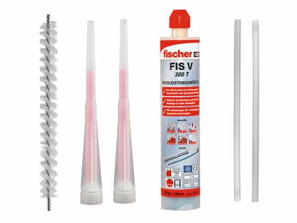 Fischer Set Hochleistungsmörtel FIS V 300 T 2 Statikmischer 2 Verlängerungsschlauch Bürste