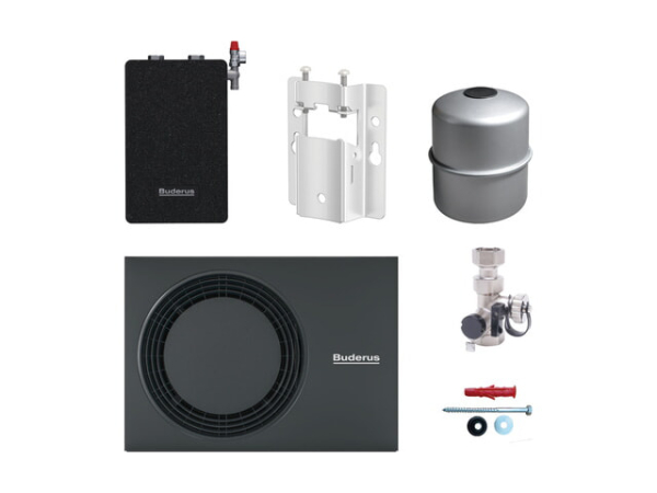 Buderus Gas-Hybrid-Wärmepumpensystem Logano plus Ergänzungs-Set WLW-4 MB A H Paket HW-Set HYC25 4 kW mit Hybridmanager HM200 Silent PLUS R29
