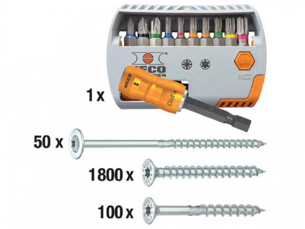 Profi-Set 'Zimmerer' HECO-TOPIX-plus, Senk + Tellerkopfschrauben 1961-teilig