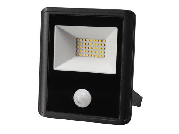 LED-AUßENSTRAHLER - 30 W - NEUTRALWEIß - SCHWARZES GEHÄUSE - PIR-BEWEGUNGSMELDER