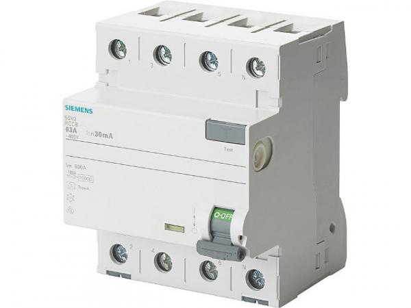 FI-Schutzschalter Siemens, 4-polig, Typ A, 40A, 500mA, 5SV3744-6