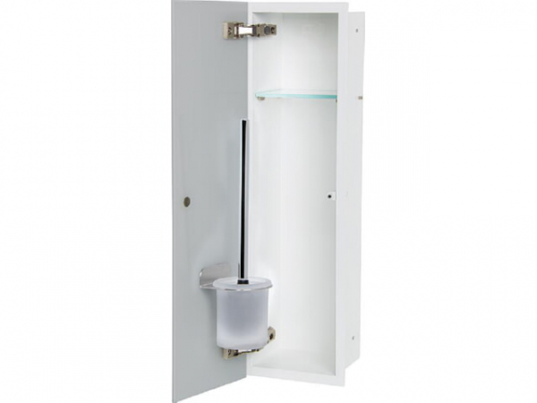 WC-Wandcontainer Weiß besch. Flat 600 1 graue Glastüre links