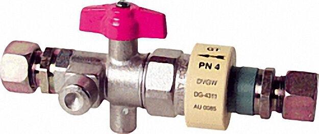 Kugelhahn mit Isolierstück und TSV, PN 4, bds 3/4'' Kugelhahn mit Isolierstück und TSV, PN 4, bds 3/4''