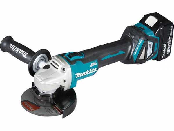 Akku-Winkelschleifer MAKITA 18V DGA 511 RTJ mit 2x 5,0 Ah Akkus und Ladegerät