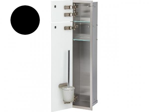 WC Wandcontainer Unterputz, 2 schwarze Glastüren, 1 Papierrollenfach, 1 Leerfach, BxH: 180x825 mm, Anschlag links, Einbaucontainer Wandnisch