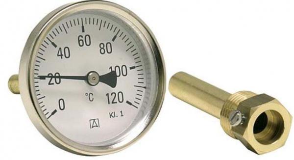 AFRISO Bimetall-Industriethermometer G 1/2 axial, Kl. 1,0/120°C BiTh ø 63 mm, ET 63 mm