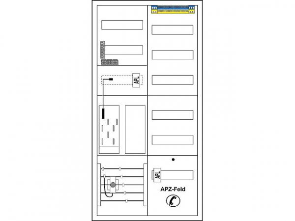 Komplettschrank F-Tronic EHZ54APZ-TCEHZ,1Zählerplatz eHZ, 1Verteilerf.5-reihig,1APZ-Platz