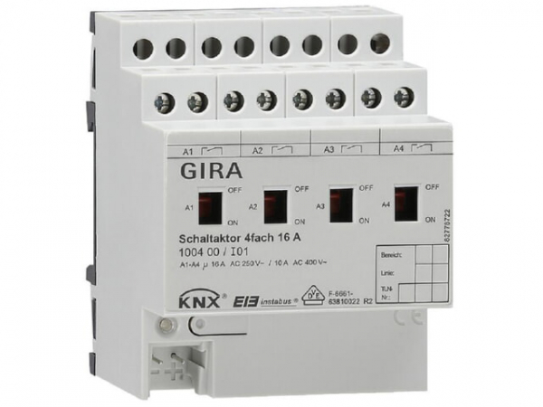 GIRA Schaltaktor 4-fach 16A mit Handbetätigung KNX REG