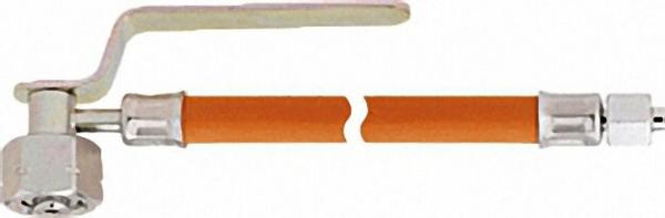 Gasschlauch 300mm 30 bar einerseits Kombi-Anschluss andererseits 12mm Rohrstutzen