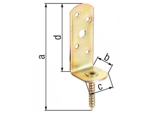 Flechtzaunhalter L-Form, 115x31,5mm, gelb verzinkt