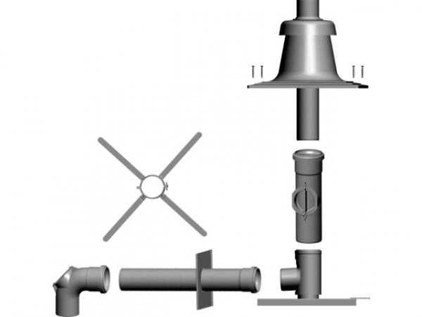 WOLF 2651572 Anschluss-Set B23 DN110 an Abgasl. Steigleitung DN110, raumluftabhängig