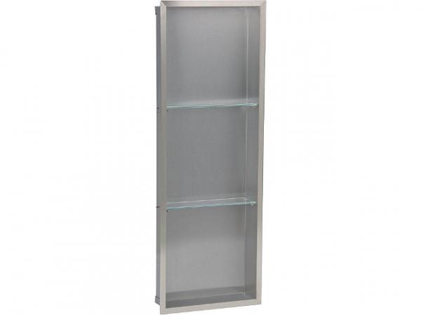 Wandnische Edelstahl, 2 Fächer, Tiefe 100 mm BxH: 323x925 mm Bad Edelstahl-Wandeinbaunische