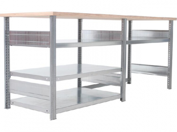 Werktisch, 4 Fachboden, Breite 2100mm, Höhe 880mm, Tiefe 700mm