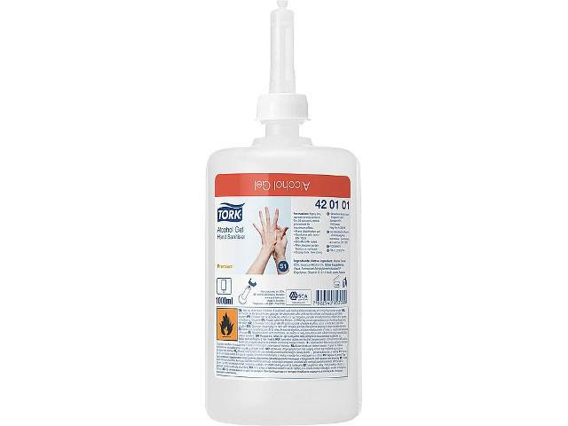 Tork Premium Händedesinfektionsgel S1, 1000ml, farblos, Einwegflasche Tork Premium Händedesinfektionsgel S1, 1000ml, farblos, Einwegflasche