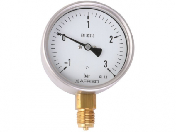 Manometer aus Edelstahl NG 100 radial -1 bis +3 bar