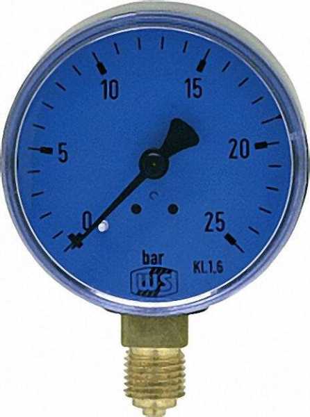 Öldruckmanometer ohne Glyzerin- dämpfung 0-25bar 63mm 1/4'' unten